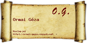Ormai Géza névjegykártya